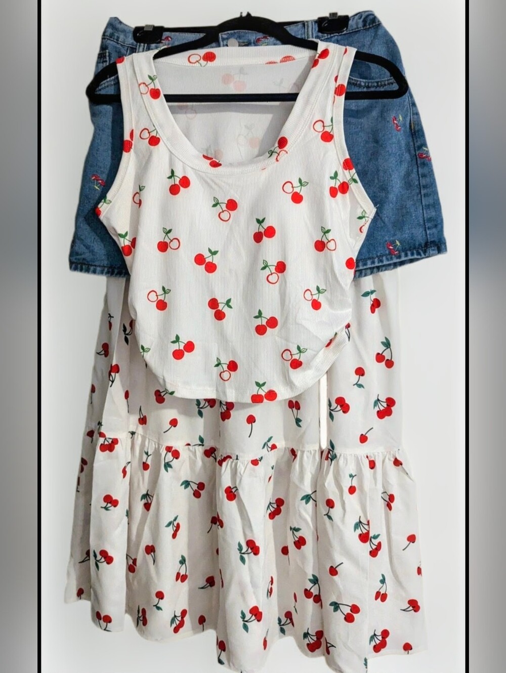 3 Piece Set Midi & Mini Skirts With Shelf Bra Tank Camisole Top Size 12-14 NWT